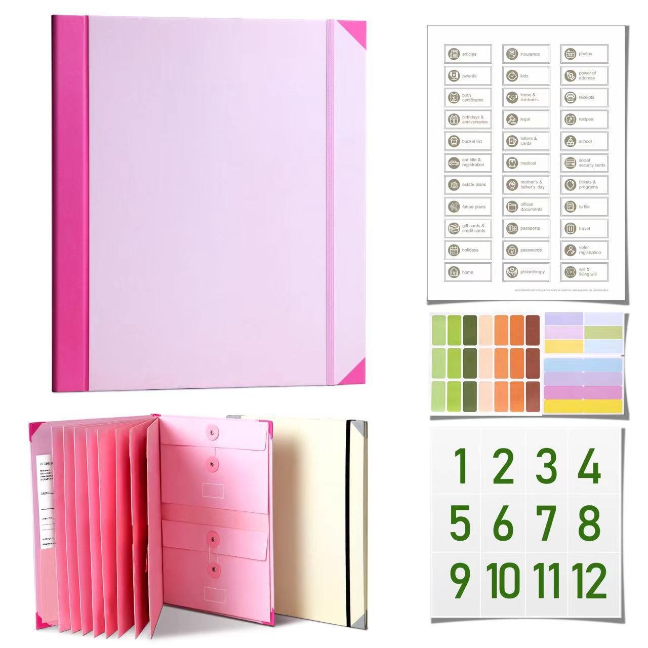 📕Accordion File Organizer Manila Pocket Document Folder - for Passports, Birth Certificates & Important Papers, Office & Home Storage