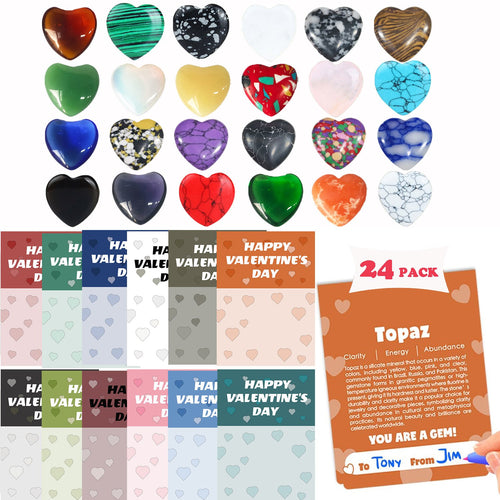 💥Valentine's Day Gem Gifts for Kids&Adults – Prefilled Cards with Heart-Shaped Gemstones