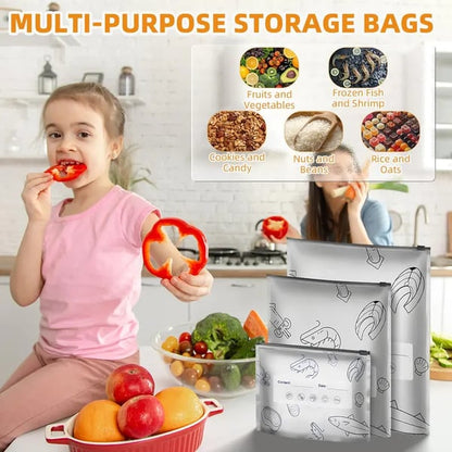 (30pcs )Reusable Aluminum Foil Sealable Storage Bags, 2025 New Resealable Vacuum Zipper Pouches for Food,  Vegetable, Fruit Meat