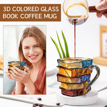 Last Day 48% OFF📚  3D Painted Book Mug – Unique Glass Coffee Cup for Readers & Book Lovers🍵
