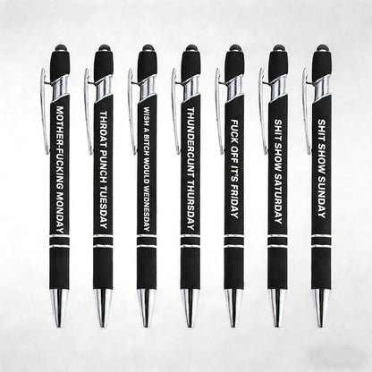 🔥Last Day Promotion 49% OFF💝Funny Stress-Relief Daily Quotes Metal Ballpoint Pen Set (7 Pcs) | 🎁Office Christmas Gift Exchange