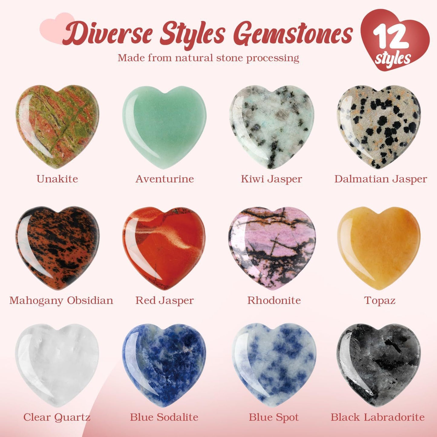 💥Valentine's Day Gem Gifts for Kids&Adults – Prefilled Cards with Heart-Shaped Gemstones