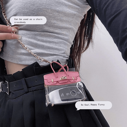 Cute Car Keychain Bag for Women 🚗💖 Elegant Handbag-like Key Fob Case & Small Wallet 👜