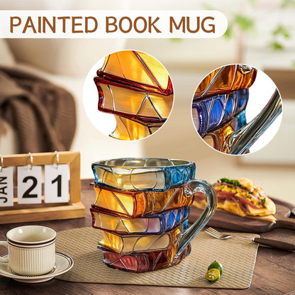 Last Day 48% OFF📚  3D Painted Book Mug – Unique Glass Coffee Cup for Readers & Book Lovers🍵