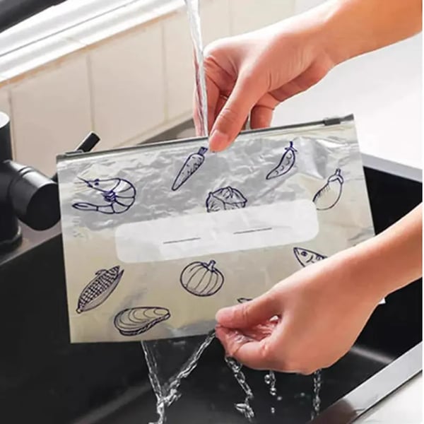 (30pcs )Reusable Aluminum Foil Sealable Storage Bags, 2025 New Resealable Vacuum Zipper Pouches for Food,  Vegetable, Fruit Meat