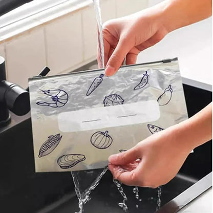 (30pcs )Reusable Aluminum Foil Sealable Storage Bags, 2025 New Resealable Vacuum Zipper Pouches for Food,  Vegetable, Fruit Meat