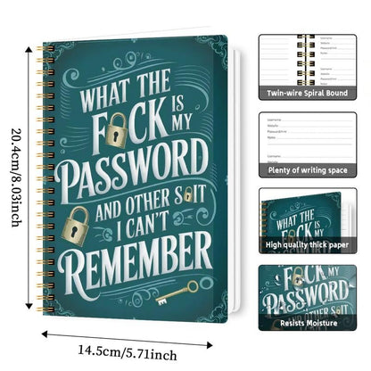🔥Last Day 49% OFF - 📅Funny Password Notebook - Spiral Bound with Lock Icons & Funny Security Phrases✍️