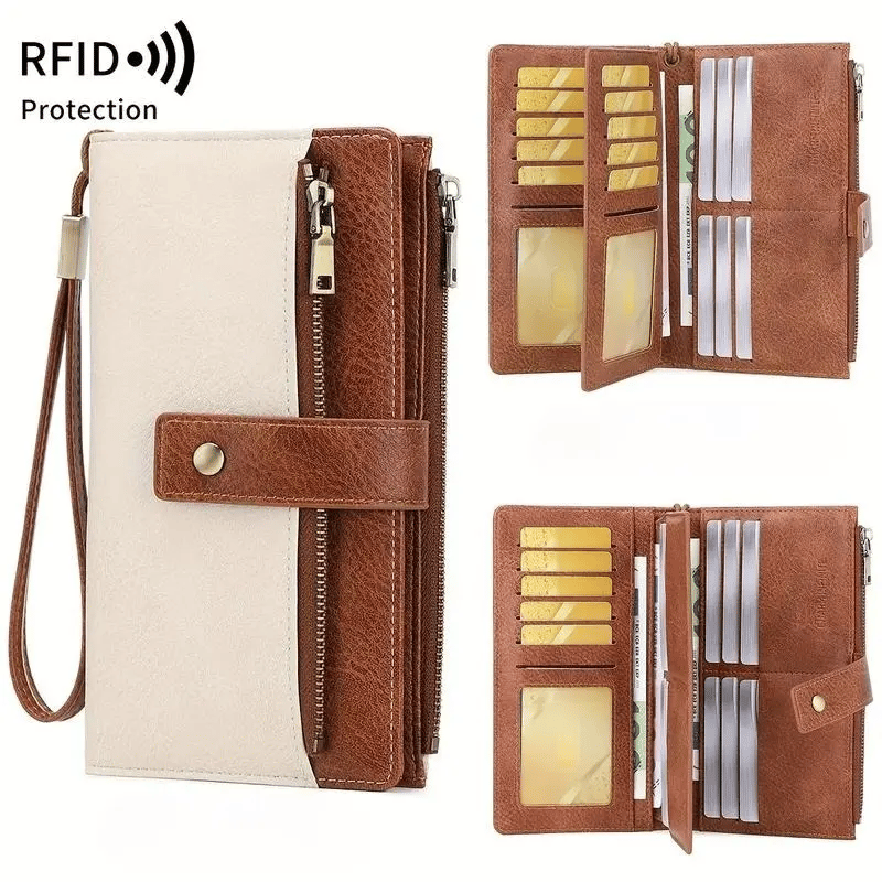 🔥Last Day 49% OFF🔥RFID Blocking Women's Long Wallet: Stylish Solid Leather Clutch (Large Capacity)👛