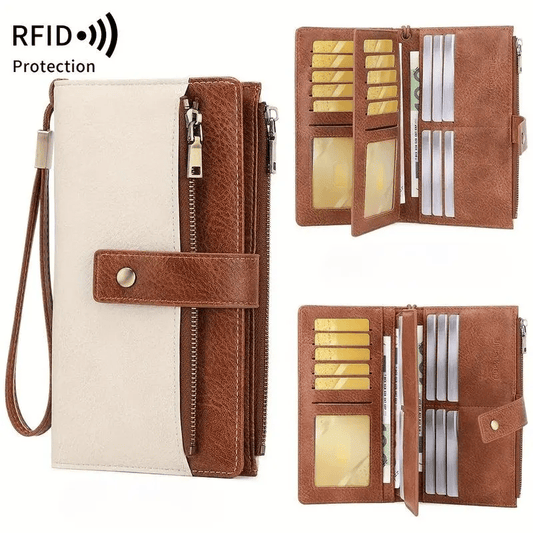 🔥Last Day 49% OFF🔥RFID Blocking Women's Long Wallet: Stylish Solid Leather Clutch (Large Capacity)👛