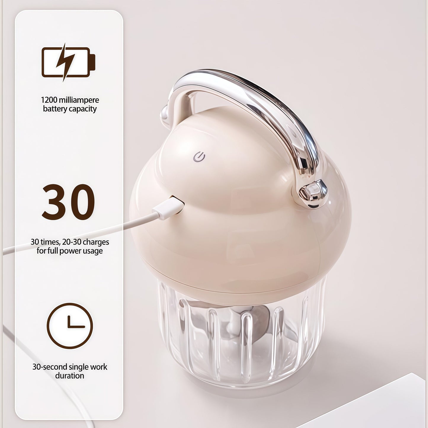 Multi-functional Electric Garlic Chopper, Portable Food Processor, Kitchen Ingredient Processor