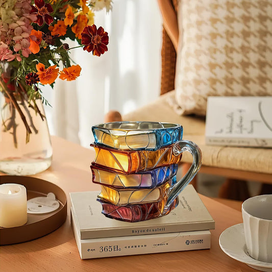 Last Day 48% OFF📚  3D Painted Book Mug – Unique Glass Coffee Cup for Readers & Book Lovers🍵