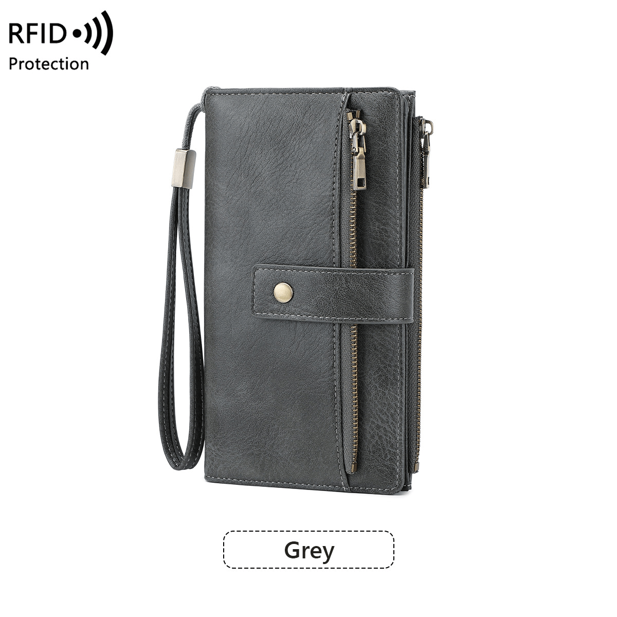 🔥Last Day 49% OFF🔥RFID Blocking Women's Long Wallet: Stylish Solid Leather Clutch (Large Capacity)👛