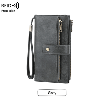 🔥Last Day 49% OFF🔥RFID Blocking Women's Long Wallet: Stylish Solid Leather Clutch (Large Capacity)👛
