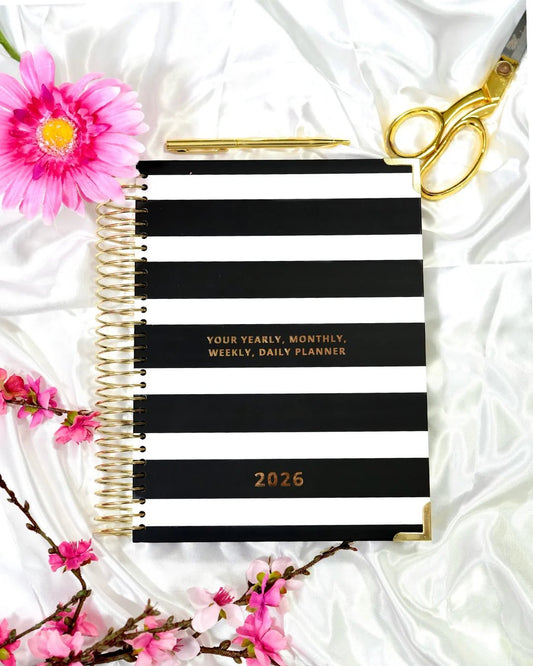 📅✍️2026 Daily Planner with Hourly Schedule - All-in-One Yearly, Monthly & Weekly Organizer(✨Hardcover)