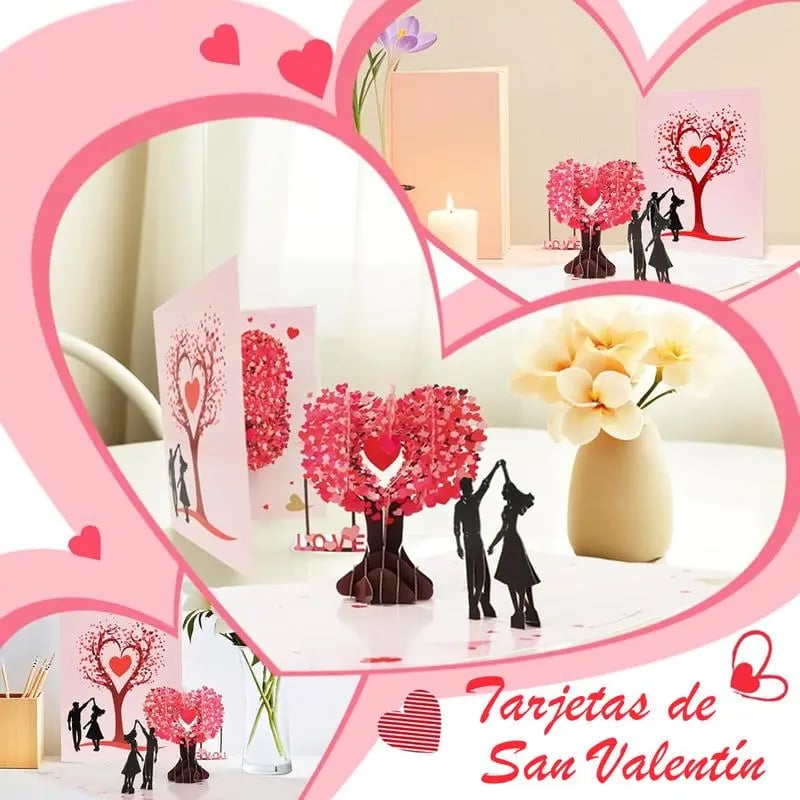 3D Pop-Up Anniversary Card - Romantic Love Tree & Hearts Design💌