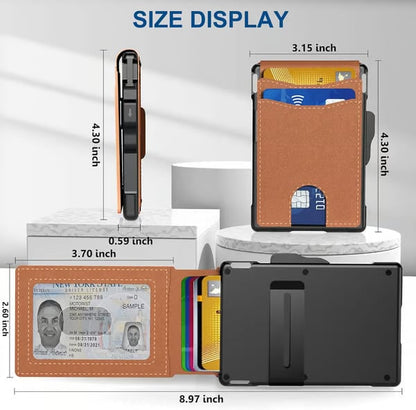 🔥Last Day 49% OFF🔥Wallet for Men - with Pop Up Aluminum Case Money Clip Slim Leather Slots Credit Card Holder RFID Blocking Bifold Minimalist Wallet
