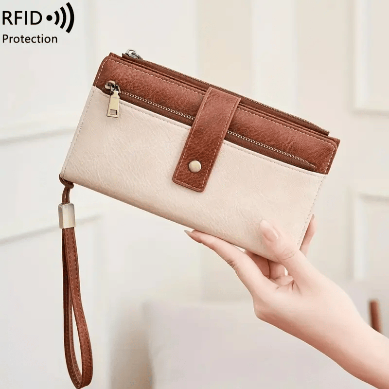 🔥Last Day 49% OFF🔥RFID Blocking Women's Long Wallet: Stylish Solid Leather Clutch (Large Capacity)👛