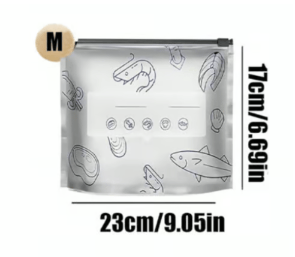 (30pcs )Reusable Aluminum Foil Sealable Storage Bags, 2025 New Resealable Vacuum Zipper Pouches for Food,  Vegetable, Fruit Meat