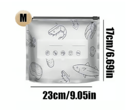 (30pcs )Reusable Aluminum Foil Sealable Storage Bags, 2025 New Resealable Vacuum Zipper Pouches for Food,  Vegetable, Fruit Meat