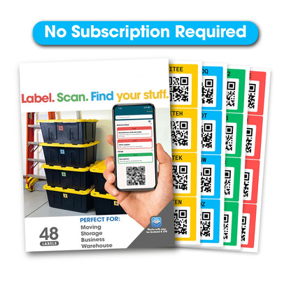 Original Color-Coded Scannable QR Labels (48 Pack)