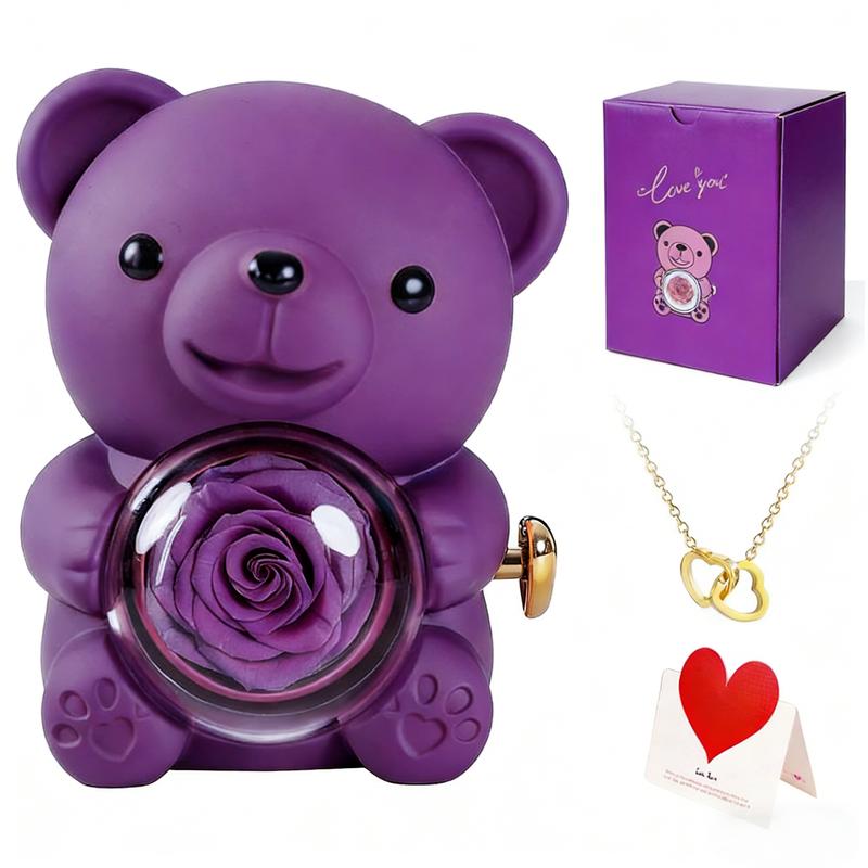 ⚡Hot Sales 49% OFF🔥Cute Teddy Bear with Preserved Rose -A Real Rose Flowerin Bear with Elegant Gift Box
