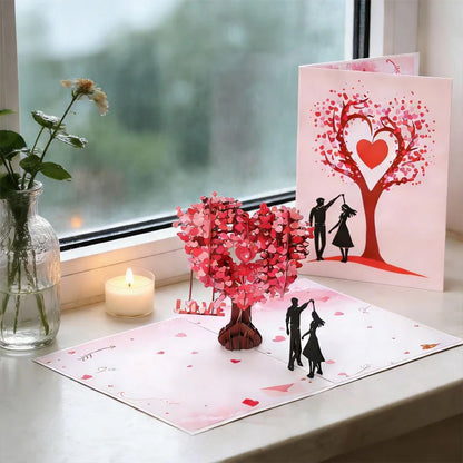 3D Pop-Up Anniversary Card - Romantic Love Tree & Hearts Design💌