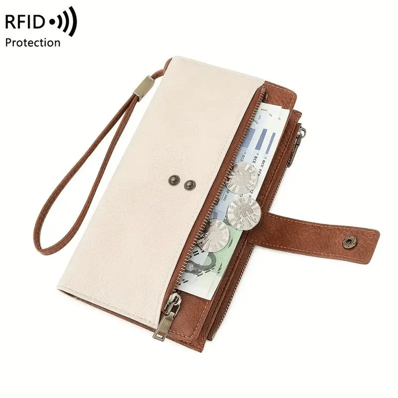 🔥Last Day 49% OFF🔥RFID Blocking Women's Long Wallet: Stylish Solid Leather Clutch (Large Capacity)👛