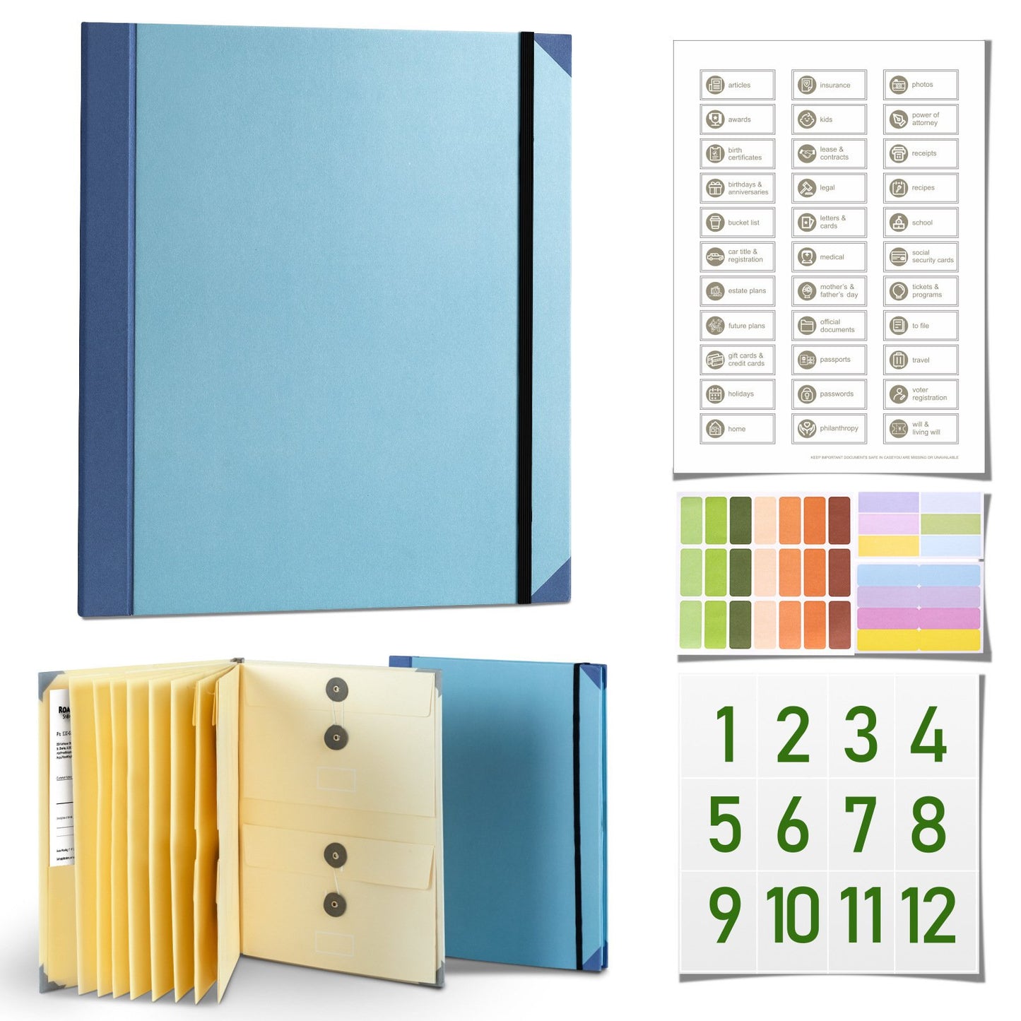 📕Accordion File Organizer Manila Pocket Document Folder -  for Passports, Birth Certificates & Important Papers, Office & Home Storage