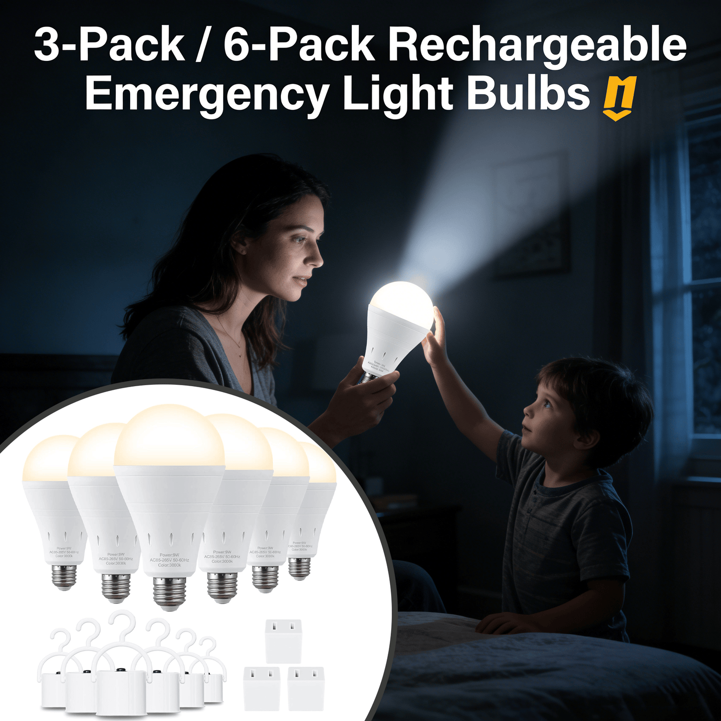 3-Pack / 6-Pack Rechargeable Emergency Light Bulbs 💡