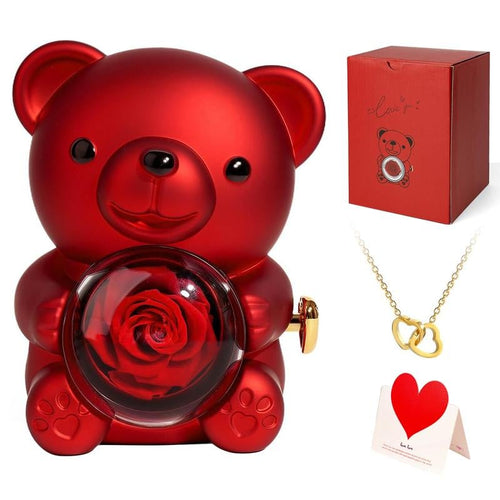 ⚡Hot Sales 49% OFF🔥Cute Teddy Bear with Preserved Rose -A Real Rose Flowerin Bear with Elegant Gift Box