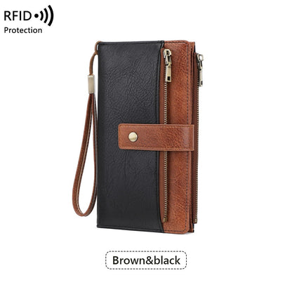 🔥Last Day 49% OFF🔥RFID Blocking Women's Long Wallet: Stylish Solid Leather Clutch (Large Capacity)👛