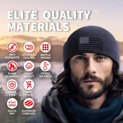 American Flag Embroidery Waffle Watch Cap