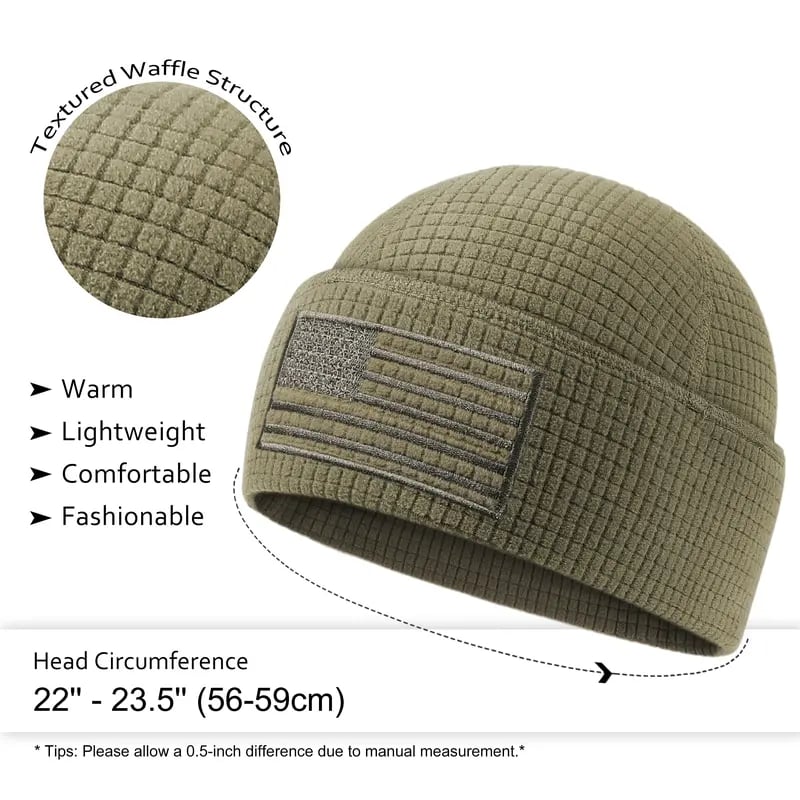 American Flag Embroidery Waffle Watch Cap