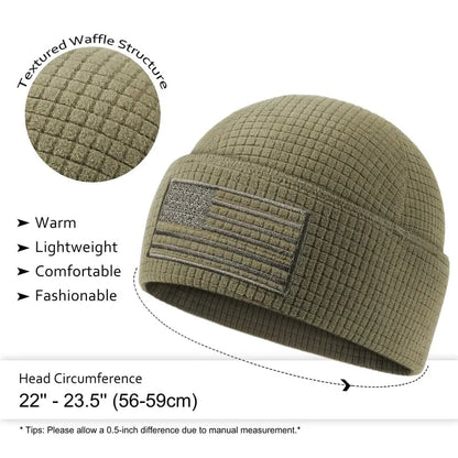 American Flag Embroidery Waffle Watch Cap