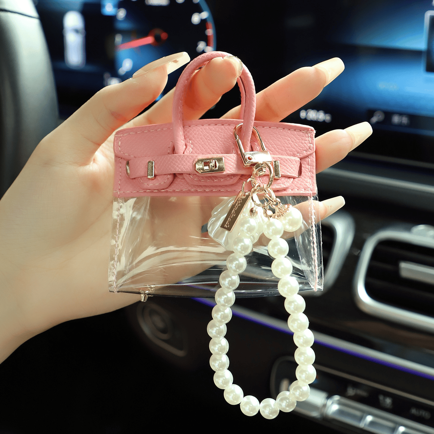 Cute Car Keychain Bag for Women 🚗💖 Elegant Handbag-like Key Fob Case & Small Wallet 👜