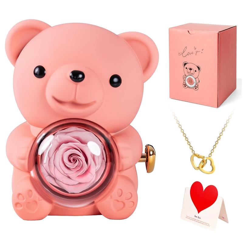 ⚡Hot Sales 49% OFF🔥Cute Teddy Bear with Preserved Rose -A Real Rose Flowerin Bear with Elegant Gift Box