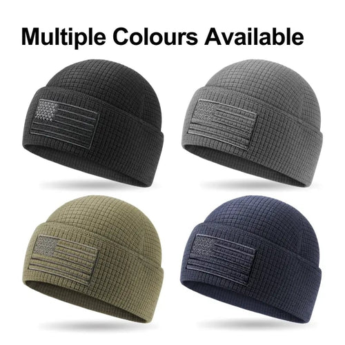 American Flag Embroidery Waffle Watch Cap