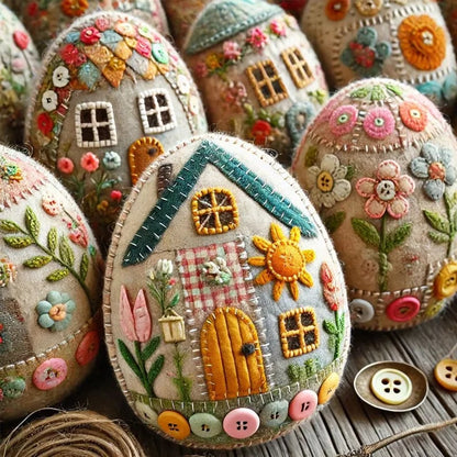 🏡 Hot sale 50% 🥚 Patchwork Felt Egg House DIY Kit